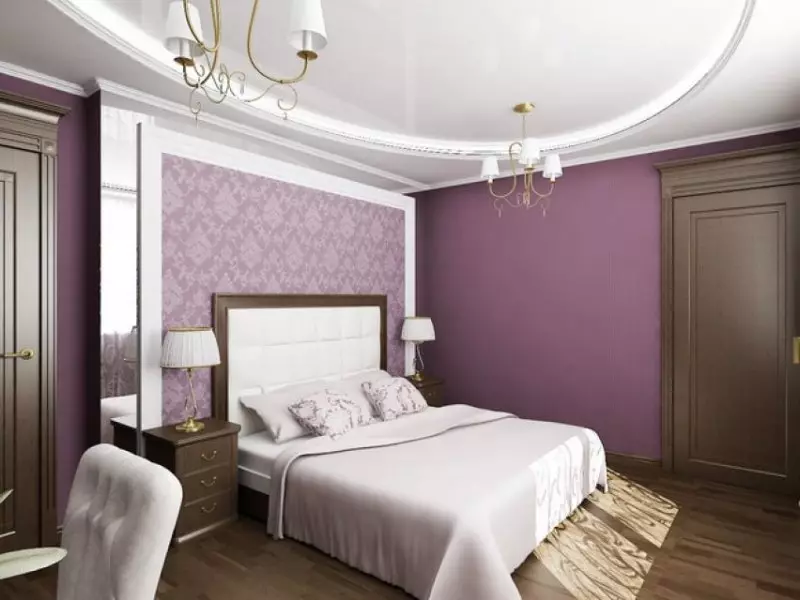 Lila hálószoba (93 fotó): Háttérképek a belsőépítészetben, Szürke-lila és lila, lila-fehér és sötét lila árnyalatok. Milyen más színűek lila? 9854_80