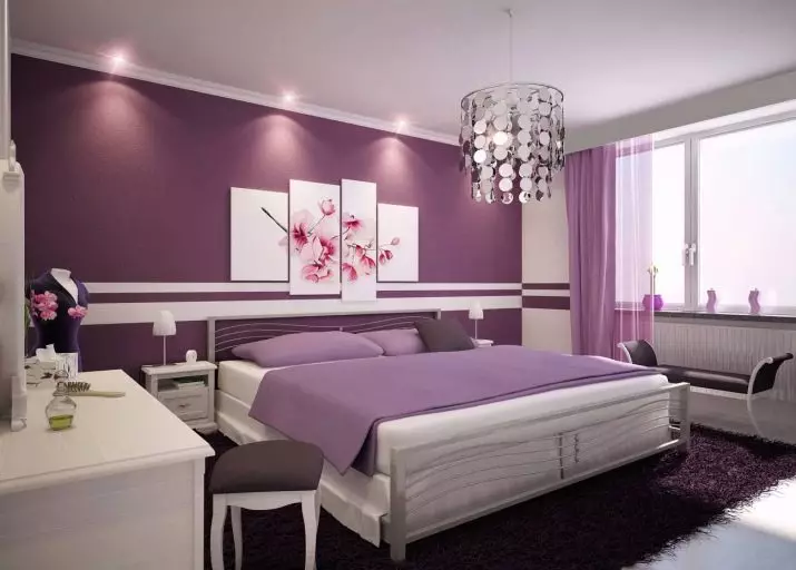 Lilla Soveværelse (93 Billeder): Baggrunde i indretningen, værelse i gråviolet og lilla, lilla hvide og mørke lilla toner. Hvilke andre farver er lilla? 9854_91