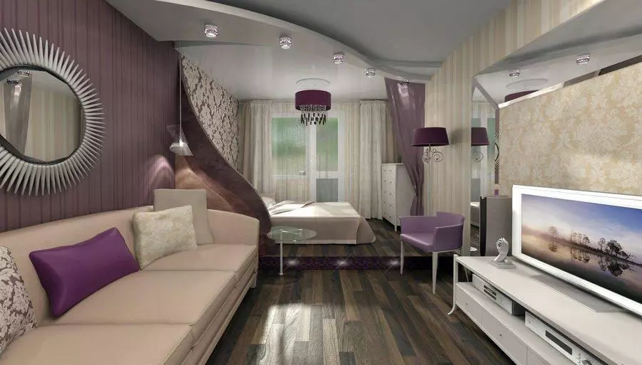Hình nền kết hợp trong phòng ngủ (79 ảnh): Các tính năng kết hợp trong nội thất của hình nền hai loại, ví dụ về thiết kế phòng với những người bạn đồng hành 9860_18