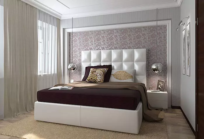 Hình nền kết hợp trong phòng ngủ (79 ảnh): Các tính năng kết hợp trong nội thất của hình nền hai loại, ví dụ về thiết kế phòng với những người bạn đồng hành 9860_31