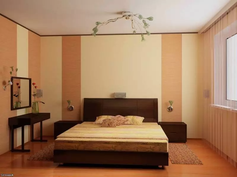Fons de pantalla combinat al dormitori (79 fotos): característiques de combinació a l'interior del fons de pantalla de dos tipus, exemples de disseny d'habitacions amb fons de pantalla-companys 9860_34