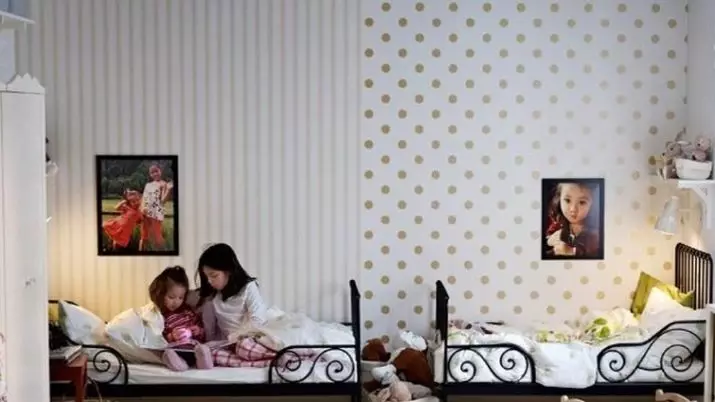 Hình nền kết hợp trong phòng ngủ (79 ảnh): Các tính năng kết hợp trong nội thất của hình nền hai loại, ví dụ về thiết kế phòng với những người bạn đồng hành 9860_45
