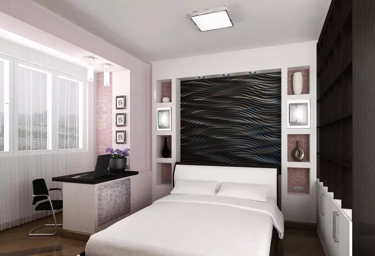 Hình nền kết hợp trong phòng ngủ (79 ảnh): Các tính năng kết hợp trong nội thất của hình nền hai loại, ví dụ về thiết kế phòng với những người bạn đồng hành 9860_68
