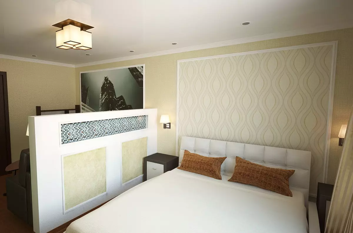卧室设计14平方米。 M（87张）：内部和矩形的房间的布置，一间卧室客厅现代风格，家具布置的设计和空间分区 9875_27