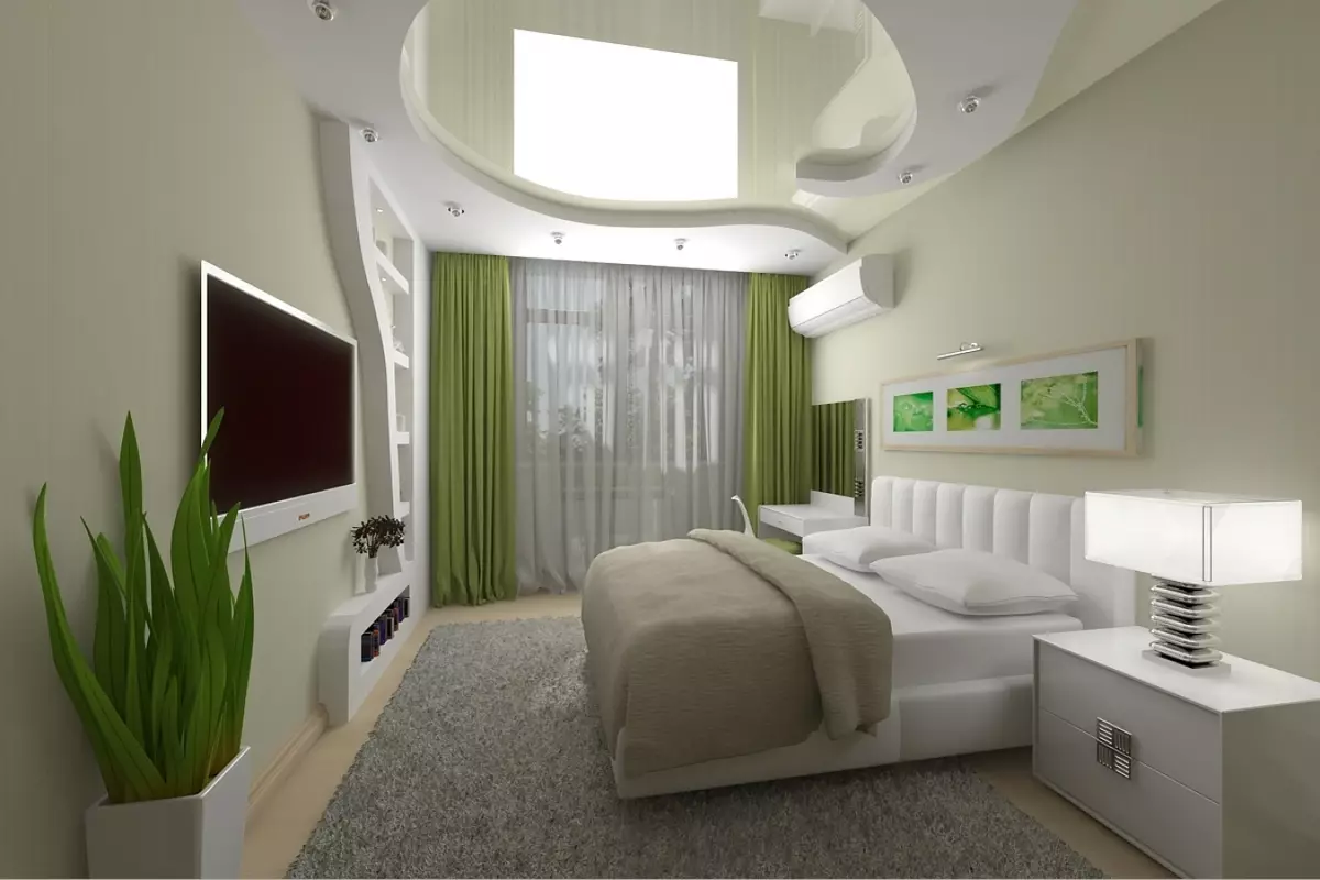 Thiết kế phòng ngủ 14 mét vuông. M (87 ảnh): Nội thất và bố trí của một phòng hình chữ nhật, thiết kế phòng khách phòng ngủ theo phong cách hiện đại, sắp xếp đồ nội thất và phân vùng không gian 9875_37