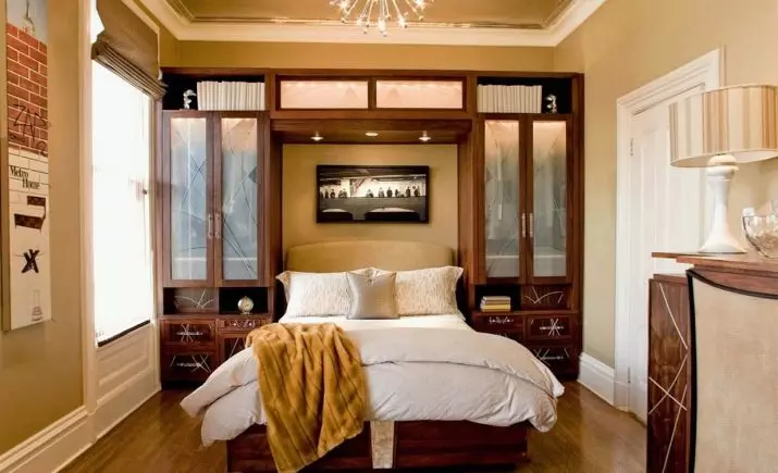 Thiết kế phòng ngủ 14 mét vuông. M (87 ảnh): Nội thất và bố trí của một phòng hình chữ nhật, thiết kế phòng khách phòng ngủ theo phong cách hiện đại, sắp xếp đồ nội thất và phân vùng không gian 9875_47