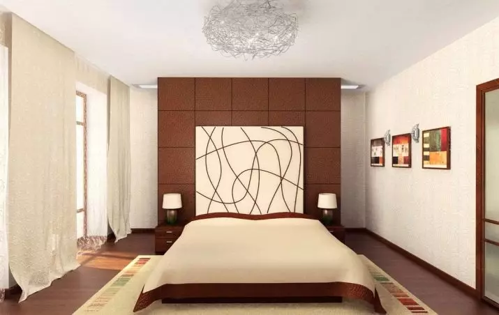 Diseño de dormitorio 14 metros cuadrados. M (87 fotos): interior y diseño de una habitación rectangular, un diseño de una sala de estar de un dormitorio en un estilo moderno, arreglo de muebles y zonificación de espacio 9875_8