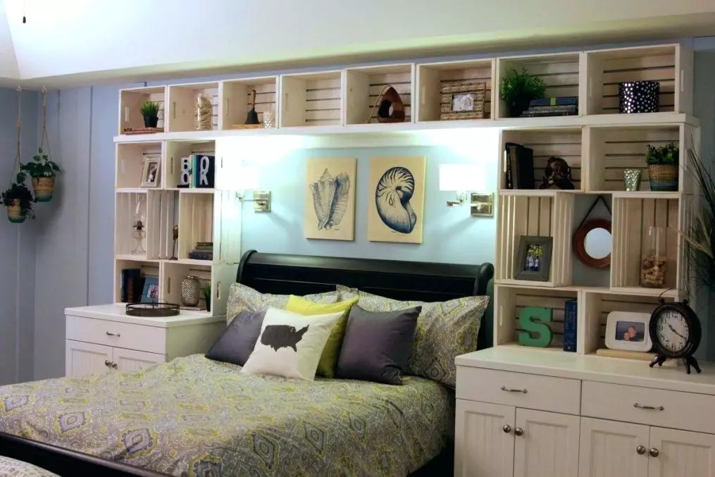 Guļamistabas dizains 14 kvadrātmetri. M (87 fotogrāfijas): taisnstūra telpas interjers un izkārtojums, guļamistabas dzīvojamā istaba modernā stilā, mēbeļu izkārtojumā un telpā zonēšana 9875_81