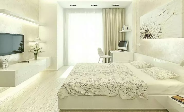 Dizajn spavaće sobe 14 četvornih metara. M (87 fotografija): unutrašnjost i raspored pravokutne sobe, dizajn dnevnog boravka u modernom stilu, rasporedu namještaja i zoniranje prostora 9875_84