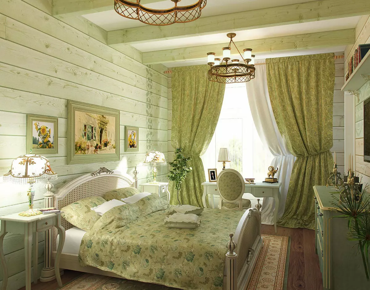 Guļamistaba zaļajos toņos (79 fotogrāfijas): tumšs tapetes interjera dizainā. Kādi aizkari un gultas pārklāji ir piemēroti salātu telpai? Kā smaragdas sienas apvienojumā ar baltiem un bēša toņiem? 9876_60
