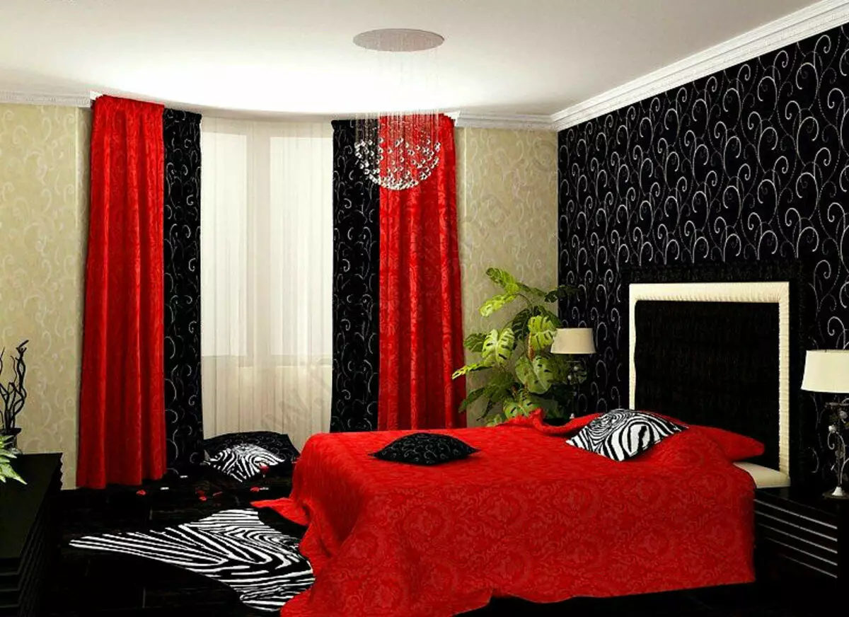 Zwart-wit slaapkamer (76 foto's): ontwerp en interieurstijlen in zwart-witte tonen. Welke kleur kan gordijnen en wallpapers? 9878_21