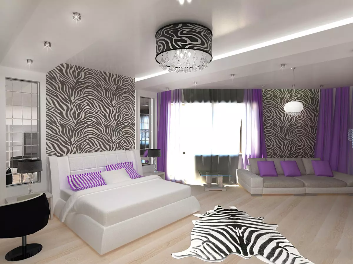 Svartvitt sovrum (76 bilder): Design och interiör stilar i svartvita toner. Vilken färg kan gardiner och bakgrundsbilder? 9878_24