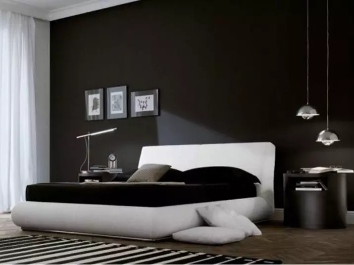 Zwart-wit slaapkamer (76 foto's): ontwerp en interieurstijlen in zwart-witte tonen. Welke kleur kan gordijnen en wallpapers? 9878_64