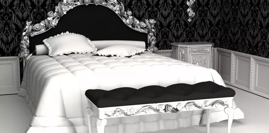 Хар ба цагаан унтлагын өрөө (76 зураг): Хар ба цагаан өнгөөр ​​загвар, дотоод засал чимэглэл. Хөшиг, ханын цаас, ямар өнгөтэй вэ? 9878_69