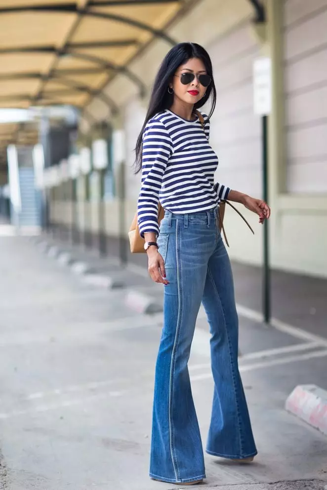 Denim Hose weiblich (80 Fotos): Mode Jeans Hosen, weiblicher Indigo-Stil, stilvoller Denim-Anzug mit Hose, mit was tragen 987_16