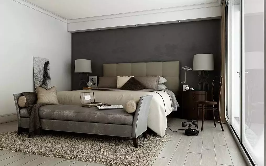 Спальня в сірих тонах (89 фото): шпалери на стінах в дизайні інтер'єру, спальня сіро-білого, синьо-сірого і світло-сірого відтінків. З якими квітами поєднується сірий? 9880_48