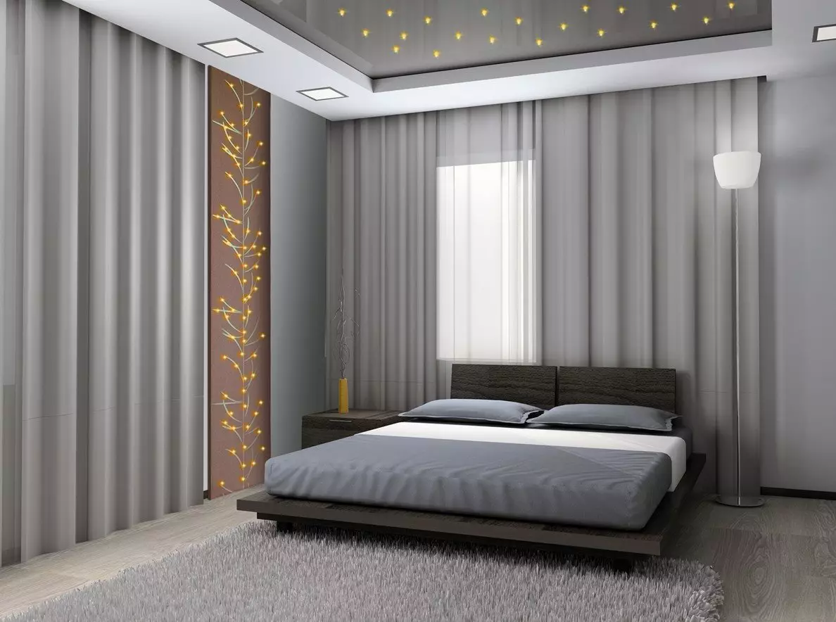 Спальня в сірих тонах (89 фото): шпалери на стінах в дизайні інтер'єру, спальня сіро-білого, синьо-сірого і світло-сірого відтінків. З якими квітами поєднується сірий? 9880_6