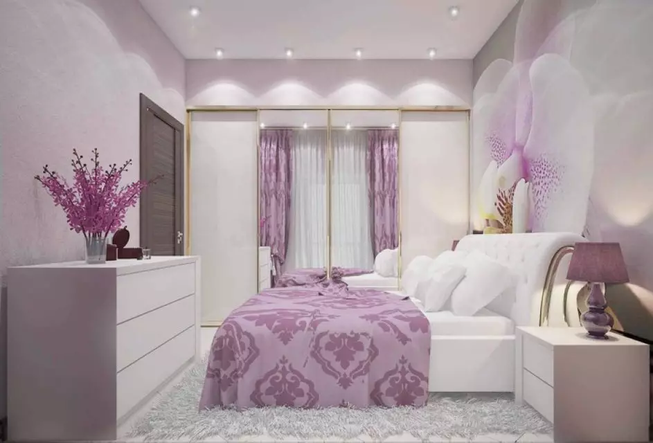 Lilac turu (95 foto): Apa nada wallpaper lan langsir kanggo milih? Gagasan kanggo desain interior, kombinasi karo warna lavender lan putih. Apa perabotan digabungake? 9881_23