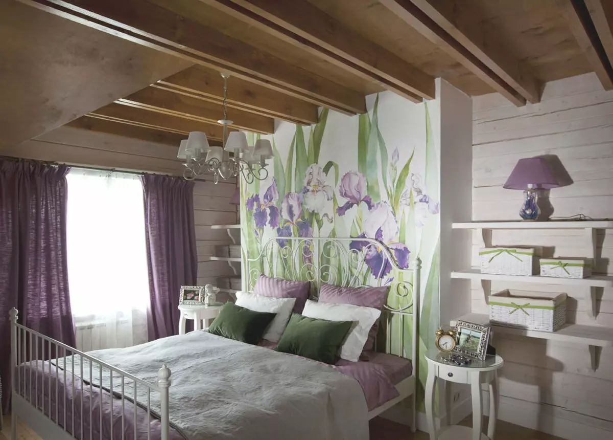 LILAC Dormitorio (95 fotos): Cales son os tons de fondo e cortinas para escoller? Ideas para deseño de interiores, combinación con lavanda e cores brancas. Que mobles se combinan con? 9881_71