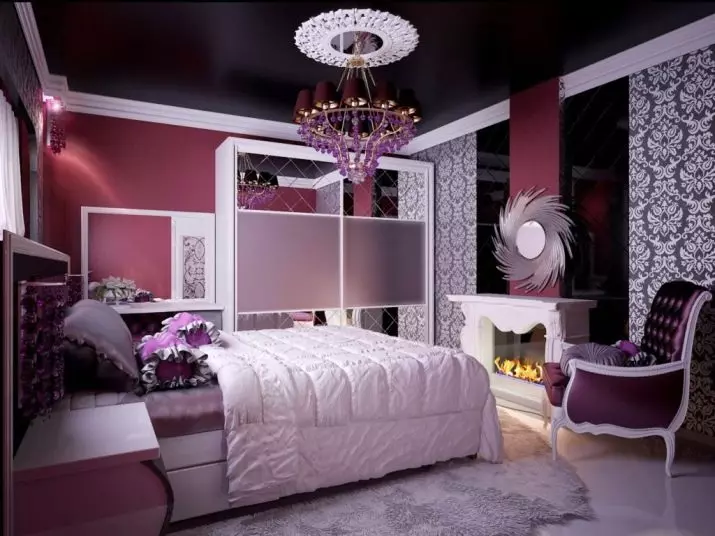 Lila-slaapkamer (95 foto's): Wat is die kleure van agtergrond en gordyne om te kies? Idees vir interieurontwerp, kombinasie met laventel en wit kleure. Watter meubels word gekombineer met? 9881_93