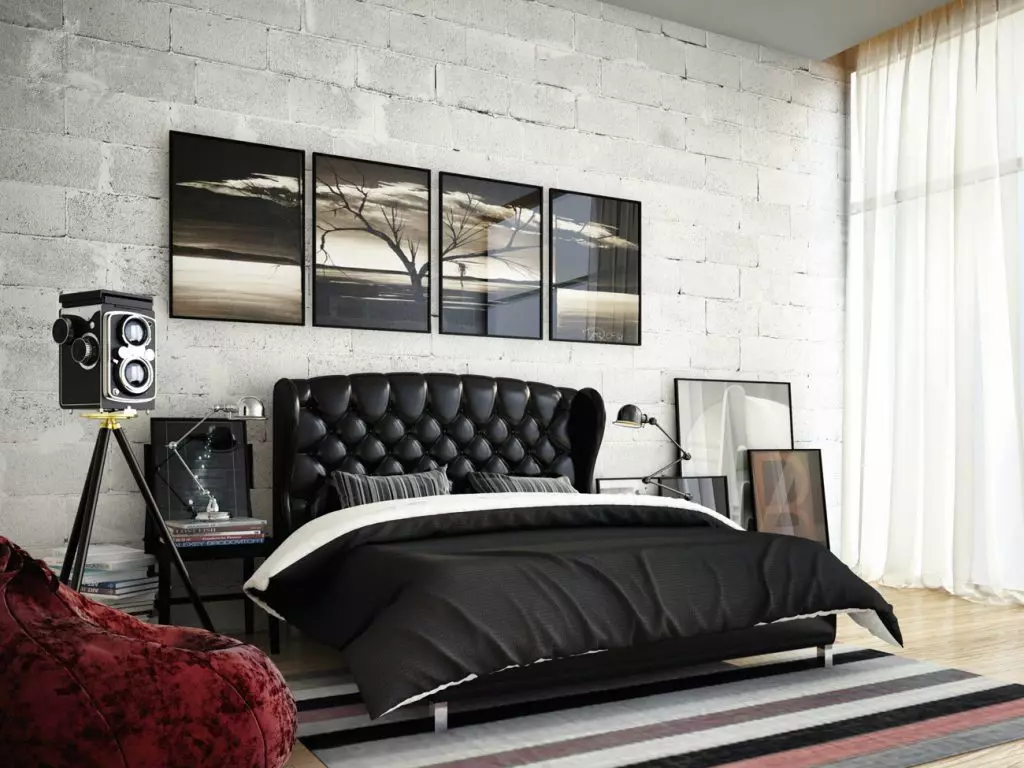 Fotografitë për dhomën e gjumit (88 foto): Çfarë hog mbi krevat? Ku mund të rri fotot modulare? Fenzui Opsionet e favorshme, fotografi të bukura në mur të brendshëm në stilet klasike dhe të tjera 9883_39