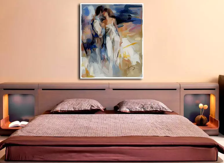 Fotografitë për dhomën e gjumit (88 foto): Çfarë hog mbi krevat? Ku mund të rri fotot modulare? Fenzui Opsionet e favorshme, fotografi të bukura në mur të brendshëm në stilet klasike dhe të tjera 9883_58