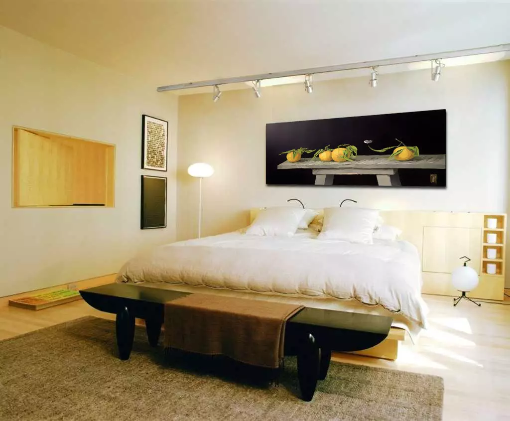Hình ảnh cho phòng ngủ (88 ảnh): Những gì hog trên giường? Tôi có thể treo hình ảnh mô-đun ở đâu? Tùy chọn thuận lợi của Fenzui, hình ảnh đẹp trên bức tường nội thất trong các phong cách cổ điển và khác 9883_72