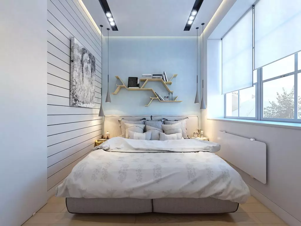 Designul suprafeței dormitoarelor mici de 5-6 metri pătrați. M (77 fotografii): Caracteristicile camerei interioare cu o fereastră într-un stil modern. Cum de a alege un tapet de 2x3 camere? 9884_10