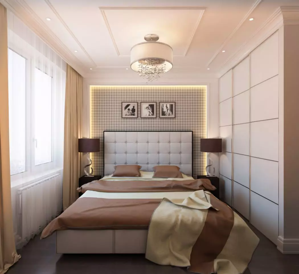 Designul suprafeței dormitoarelor mici de 5-6 metri pătrați. M (77 fotografii): Caracteristicile camerei interioare cu o fereastră într-un stil modern. Cum de a alege un tapet de 2x3 camere? 9884_12