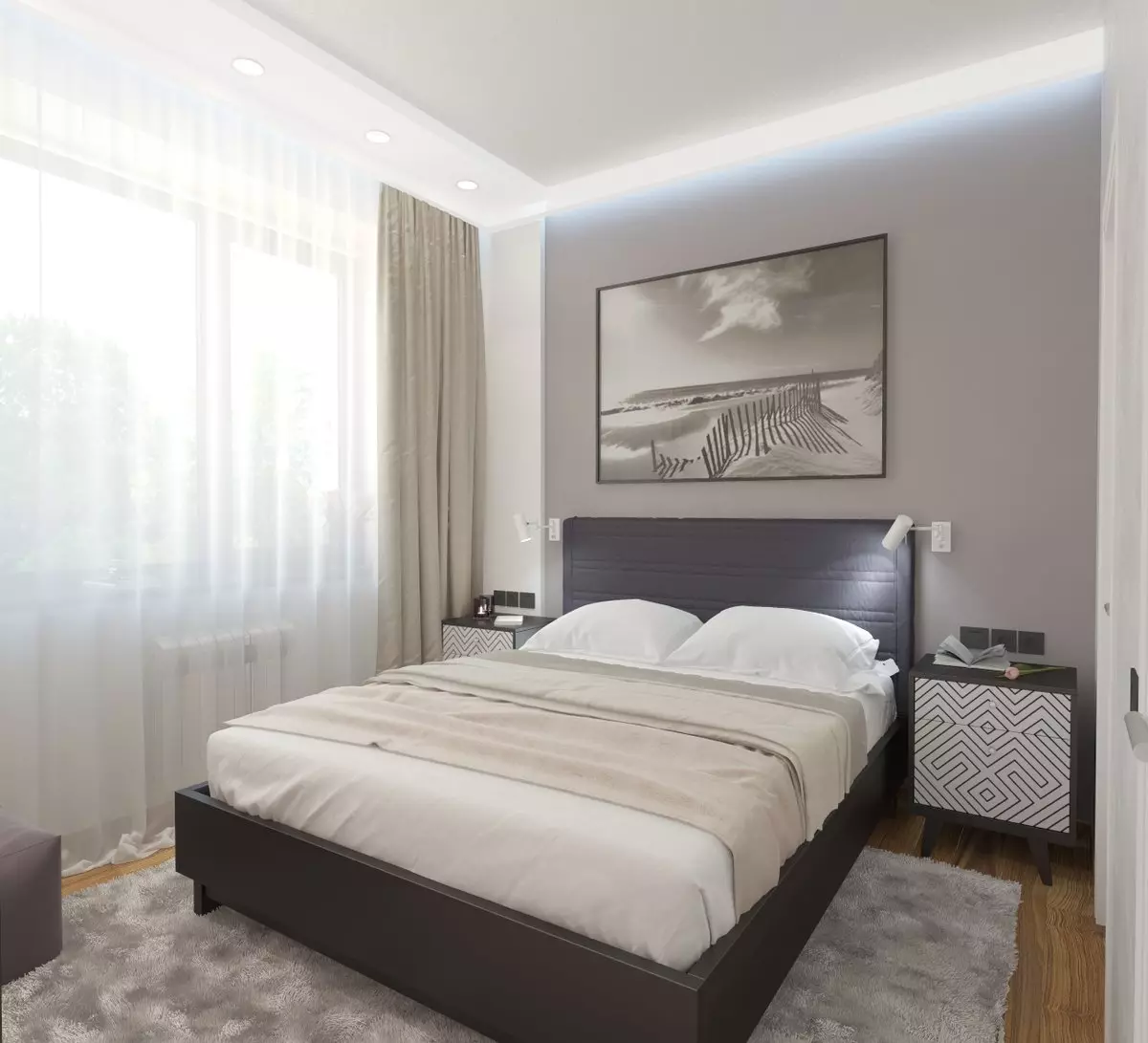 העיצוב של אזור חדרי שינה קטנים של 5-6 מטרים רבועים. M (77 תמונות): תכונות של פנים החדר עם חלון בסגנון מודרני. כיצד לבחור טפט 2x3 חדר? 9884_16