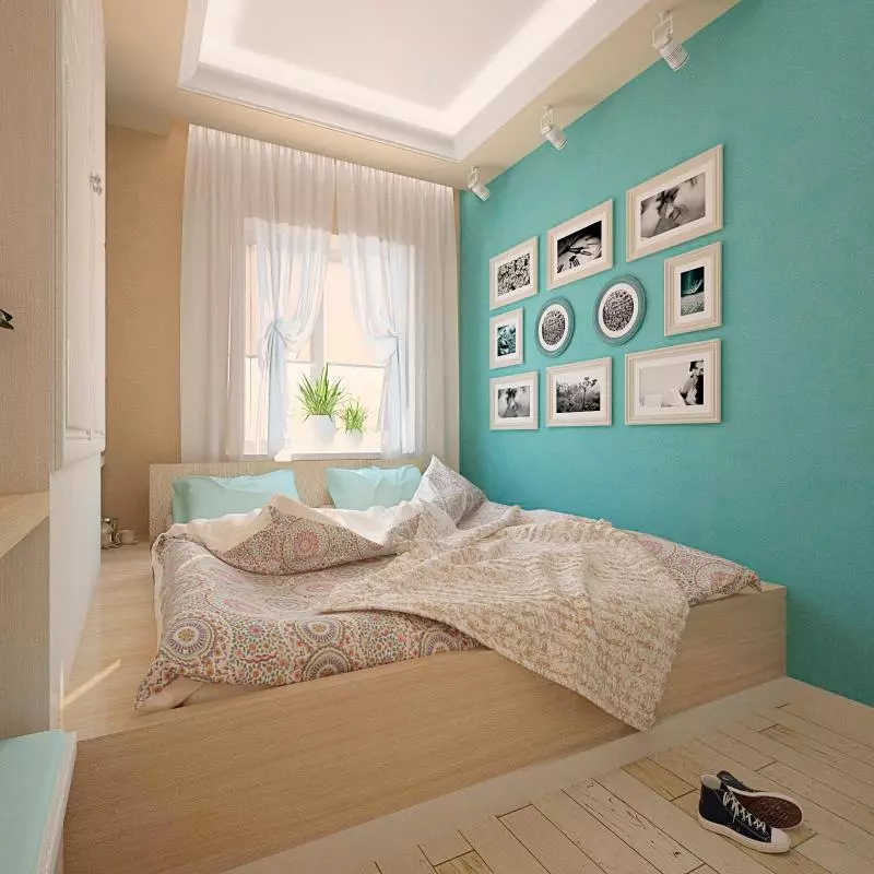 Das Design von kleinen Schlafzimmern von 5-6 Quadratmetern. M (77 Fotos): Eigenschaften des Zimmerinnenraums mit einem Fenster in einem modernen Stil. Wie wählt man eine 2x3-Raum-Tapete aus? 9884_27