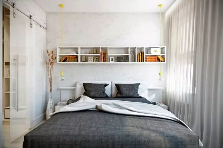 Das Design von kleinen Schlafzimmern von 5-6 Quadratmetern. M (77 Fotos): Eigenschaften des Zimmerinnenraums mit einem Fenster in einem modernen Stil. Wie wählt man eine 2x3-Raum-Tapete aus? 9884_66