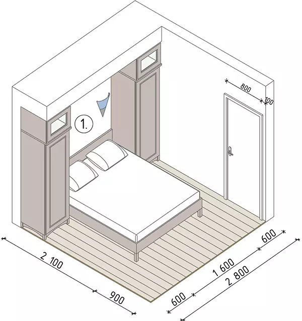 Ang disenyo ng mga maliit na silid-tulugan na lugar ng 5-6 metro kuwadrado. M (77 mga larawan): Mga Tampok ng Room Interior na may isang window sa isang modernong estilo. Paano pumili ng isang 2x3 room wallpaper? 9884_7