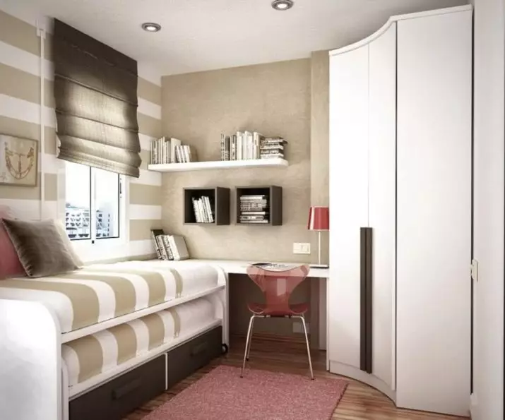Designul suprafeței dormitoarelor mici de 5-6 metri pătrați. M (77 fotografii): Caracteristicile camerei interioare cu o fereastră într-un stil modern. Cum de a alege un tapet de 2x3 camere? 9884_71