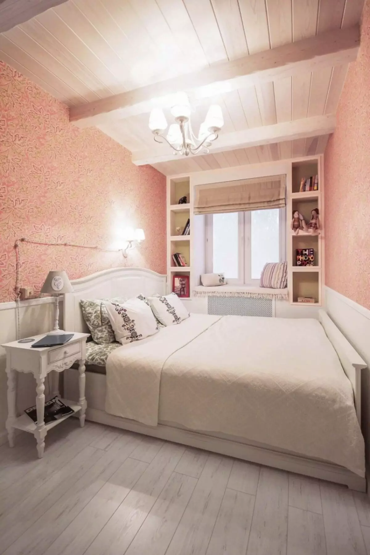 Das Design von kleinen Schlafzimmern von 5-6 Quadratmetern. M (77 Fotos): Eigenschaften des Zimmerinnenraums mit einem Fenster in einem modernen Stil. Wie wählt man eine 2x3-Raum-Tapete aus? 9884_72