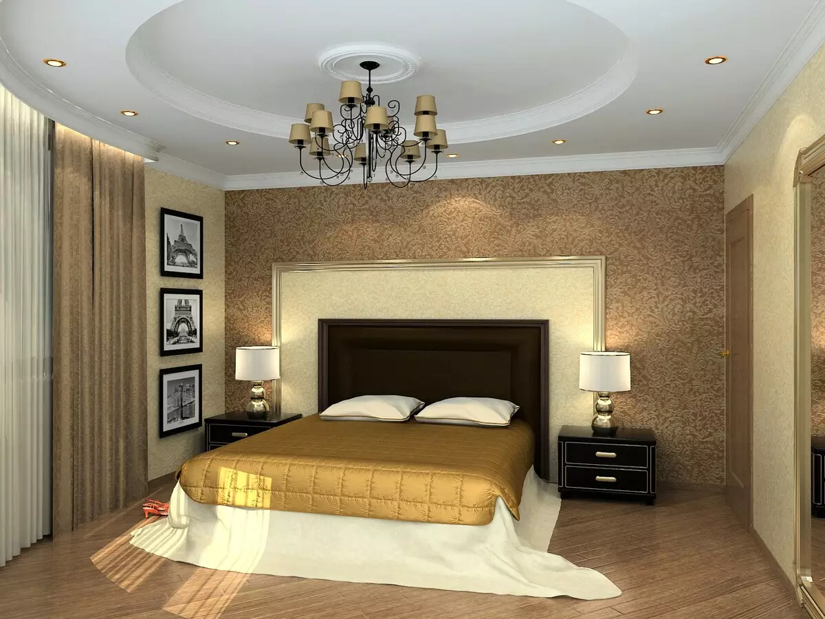 Slaapkamer in beige tonen (89 foto's): interieurontwerp met gordijnen en behang beige. Hoe wordt het gecombineerd met blauwe en grijze tonen? Heldere accenten op de muren maken 9889_85
