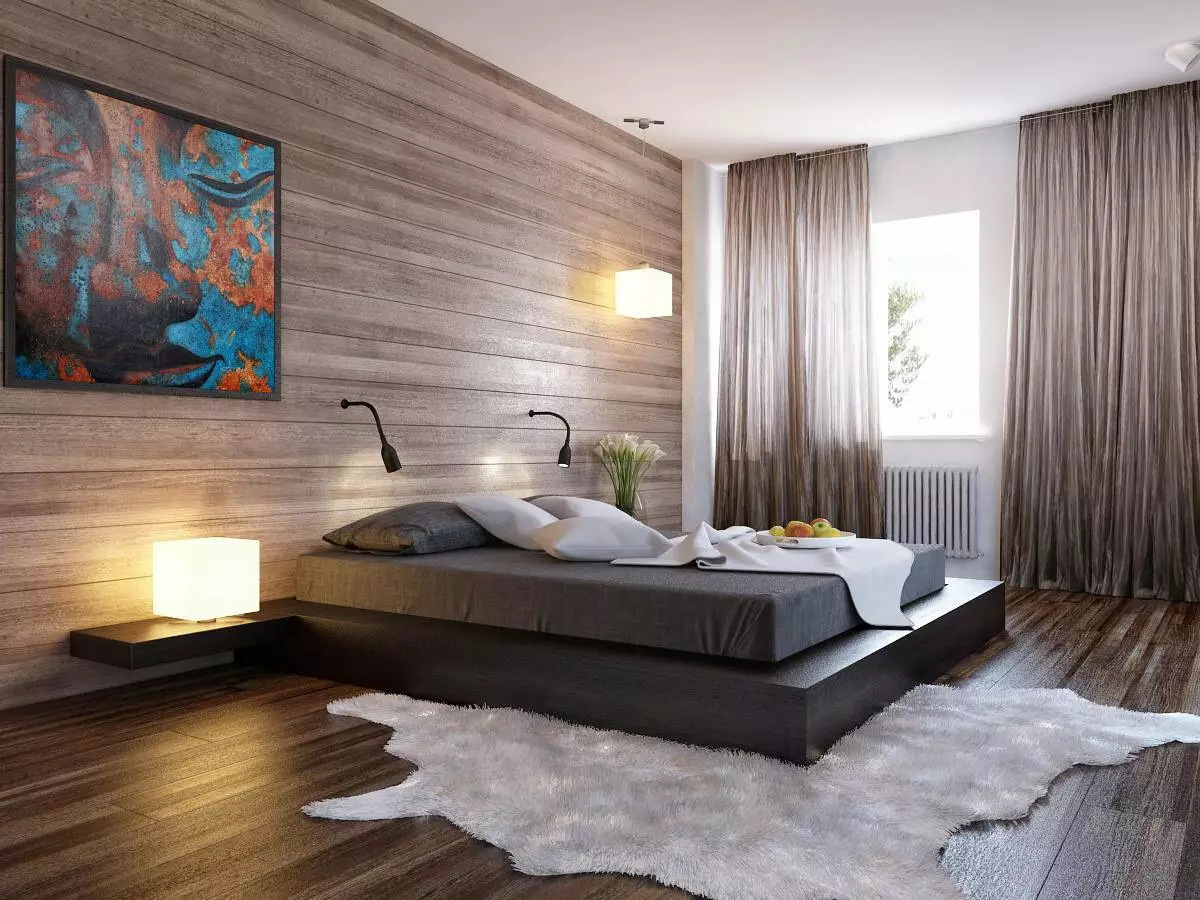 Eenvoudige slaapkamers (65 foto's): Hoe om binne-ontwerp net en smaakvolle skep? Begroting opsies in die gewone middelklas woonstel 9890_19