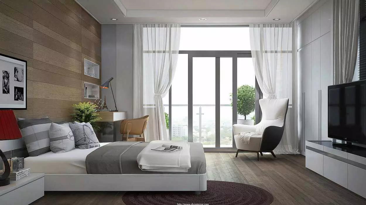 Eenvoudige slaapkamers (65 foto's): Hoe om binne-ontwerp net en smaakvolle skep? Begroting opsies in die gewone middelklas woonstel 9890_41