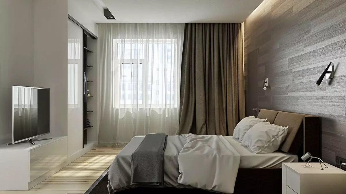 Eenvoudige slaapkamers (65 foto's): Hoe om binne-ontwerp net en smaakvolle skep? Begroting opsies in die gewone middelklas woonstel 9890_7