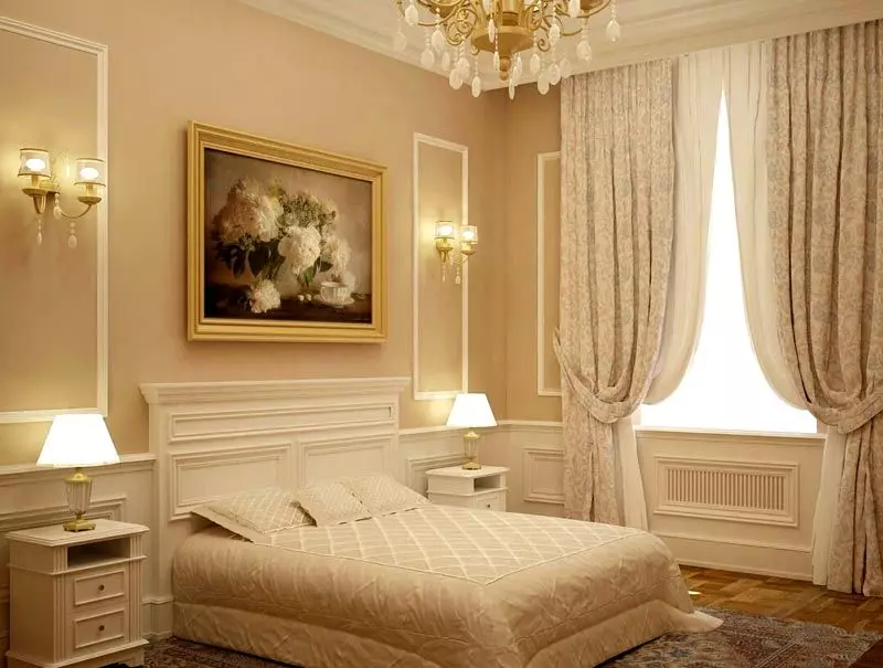 침실 고전적인 스타일 (72 사진) : 고전적인 디자인, 인테리어의 밝고 갈색 가구. 작은 침실과 큰 침실을위한 벽지 선택 9891_12