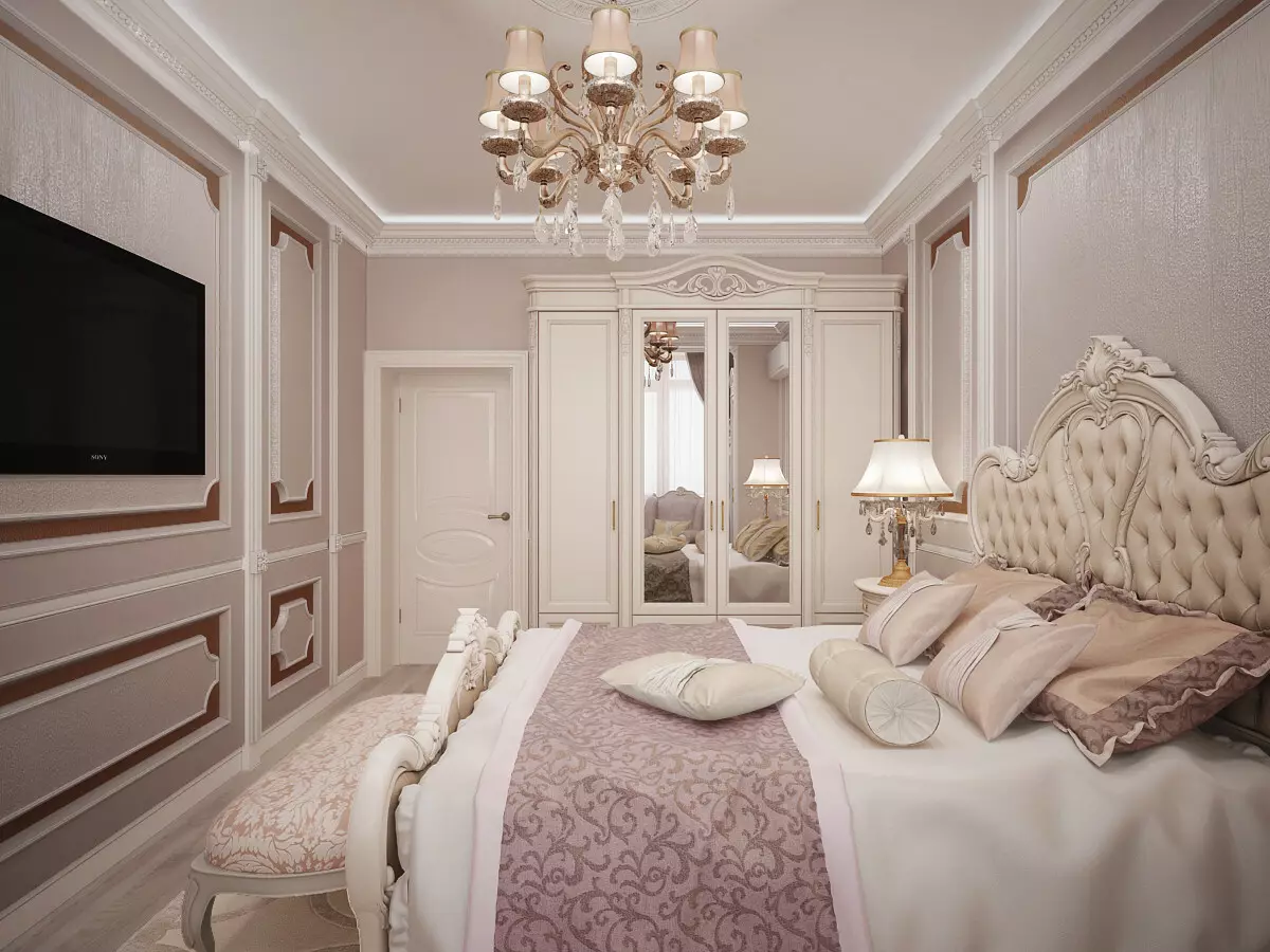 침실 고전적인 스타일 (72 사진) : 고전적인 디자인, 인테리어의 밝고 갈색 가구. 작은 침실과 큰 침실을위한 벽지 선택 9891_19