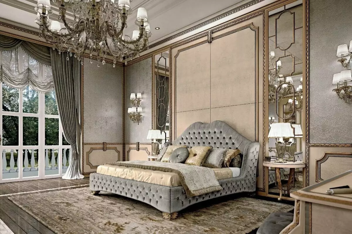 침실 고전적인 스타일 (72 사진) : 고전적인 디자인, 인테리어의 밝고 갈색 가구. 작은 침실과 큰 침실을위한 벽지 선택 9891_24