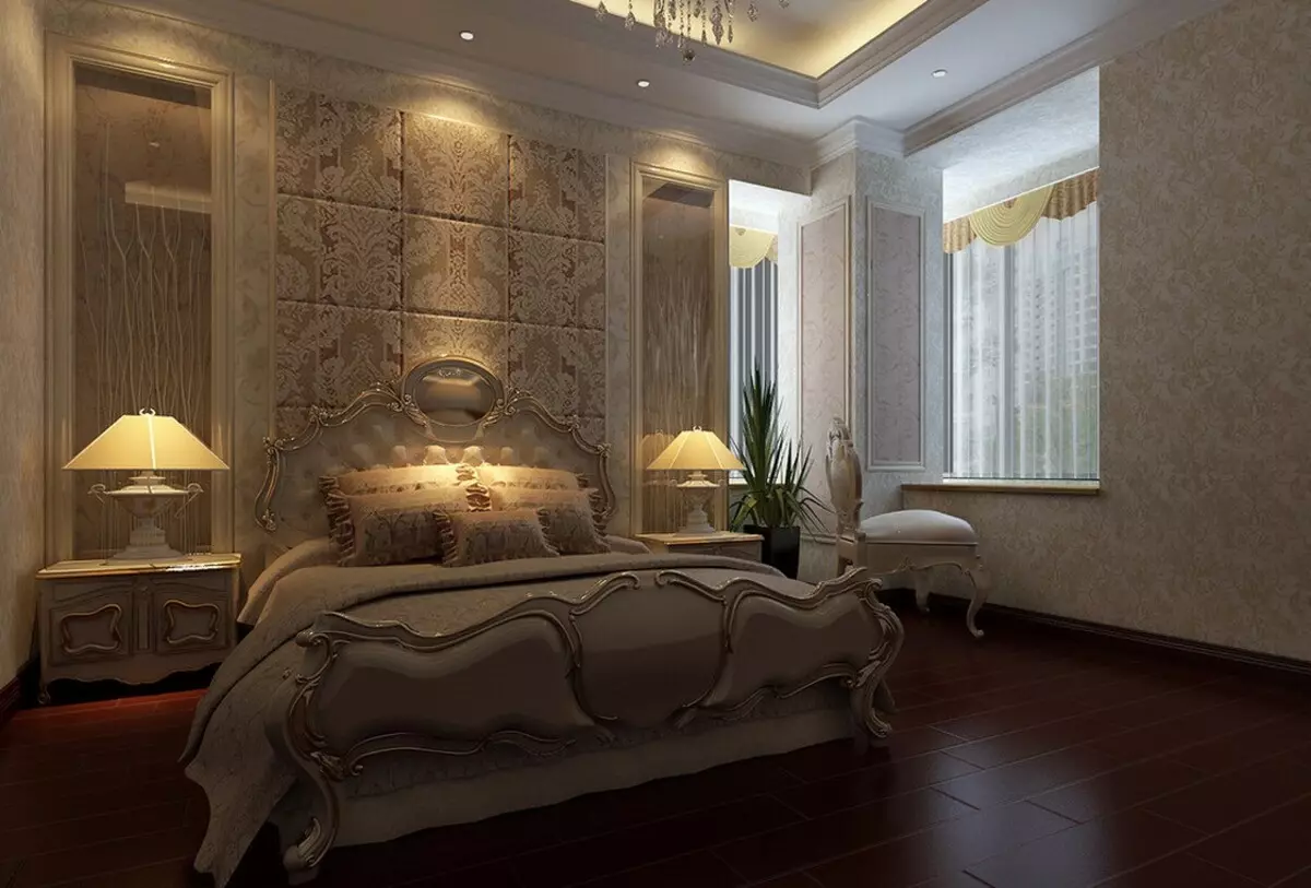 침실 고전적인 스타일 (72 사진) : 고전적인 디자인, 인테리어의 밝고 갈색 가구. 작은 침실과 큰 침실을위한 벽지 선택 9891_29