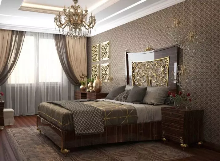 침실 고전적인 스타일 (72 사진) : 고전적인 디자인, 인테리어의 밝고 갈색 가구. 작은 침실과 큰 침실을위한 벽지 선택 9891_72