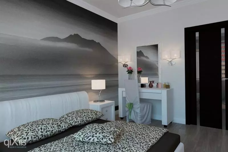 बेडरूम डिजाइन 19-20 केवी। एम (72 फोटो): एक ड्रेसिंग रूम और बालकनी 5 से 4 मीटर के साथ कमरे का इंटीरियर, एक आधुनिक शैली में आयताकार और अन्य बेडरूम का लेआउट 9897_14