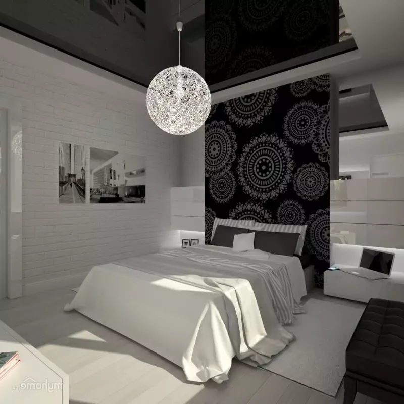 बेडरूम डिजाइन 19-20 केवी। एम (72 फोटो): एक ड्रेसिंग रूम और बालकनी 5 से 4 मीटर के साथ कमरे का इंटीरियर, एक आधुनिक शैली में आयताकार और अन्य बेडरूम का लेआउट 9897_26