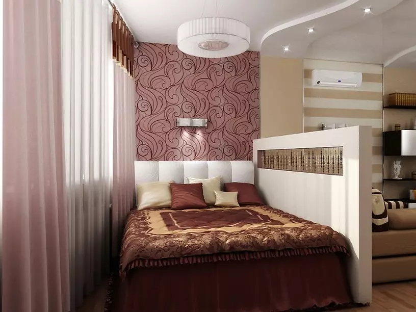 बेडरूम 19-20 वर्ग मीटर बैठा। एम (66 फोटो): इंटीरियर डिजाइन की विशेषताएं, एक कमरे में ज़ोनिंग के लिए विकल्प 9900_58