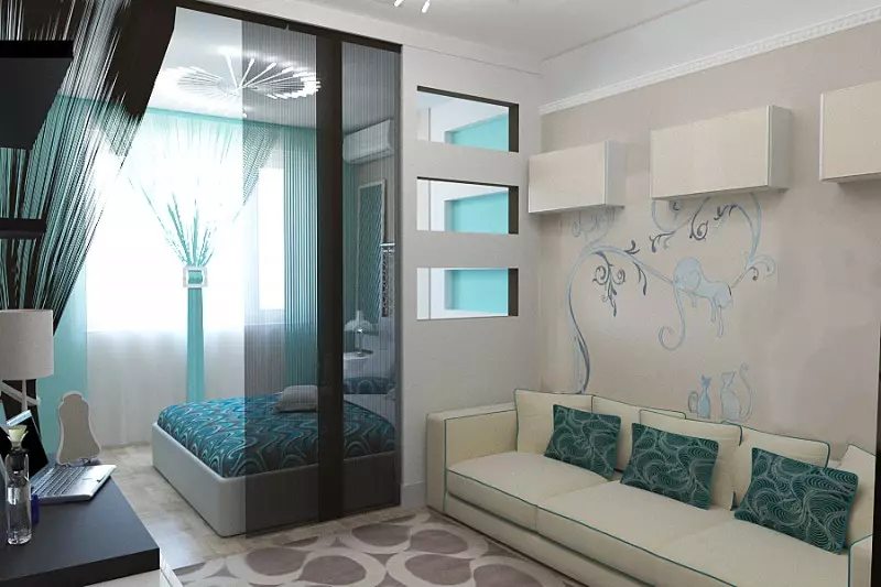 Υπνοδωμάτια Καθίσματα 19-20 τ.μ. Μ. M (66 φωτογραφίες): Χαρακτηριστικά του εσωτερικού σχεδιασμού, επιλογές για Zoning One room 9900_59