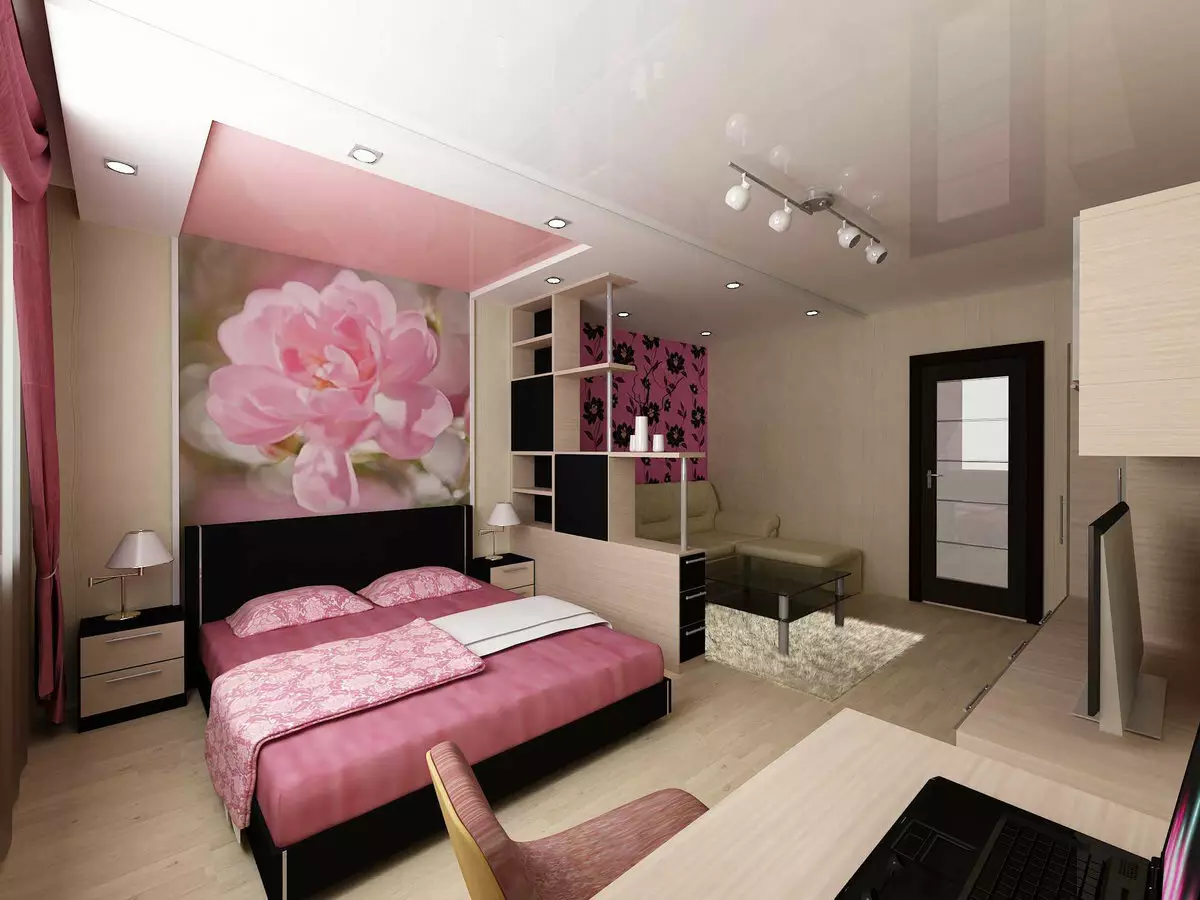 Spavaće sobe sjedenje 19-20 m. M (66 fotografija): Značajke dizajna interijera, opcije za zoniranje jedne sobe 9900_7