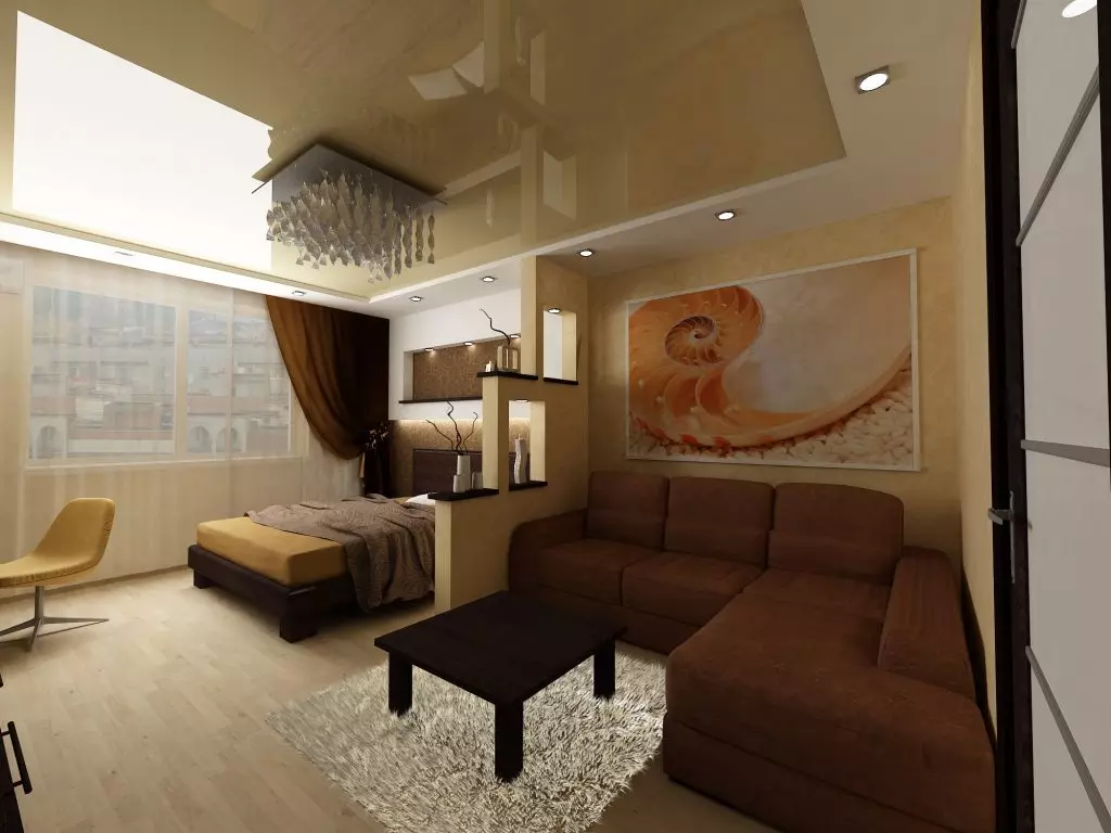 Υπνοδωμάτια Καθίσματα 19-20 τ.μ. Μ. M (66 φωτογραφίες): Χαρακτηριστικά του εσωτερικού σχεδιασμού, επιλογές για Zoning One room 9900_8